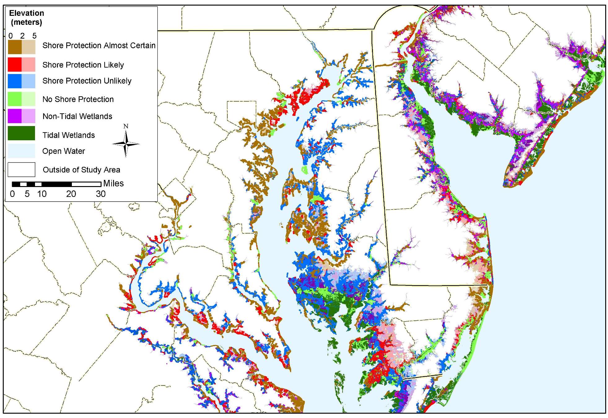 Maryland sea level rise planning map