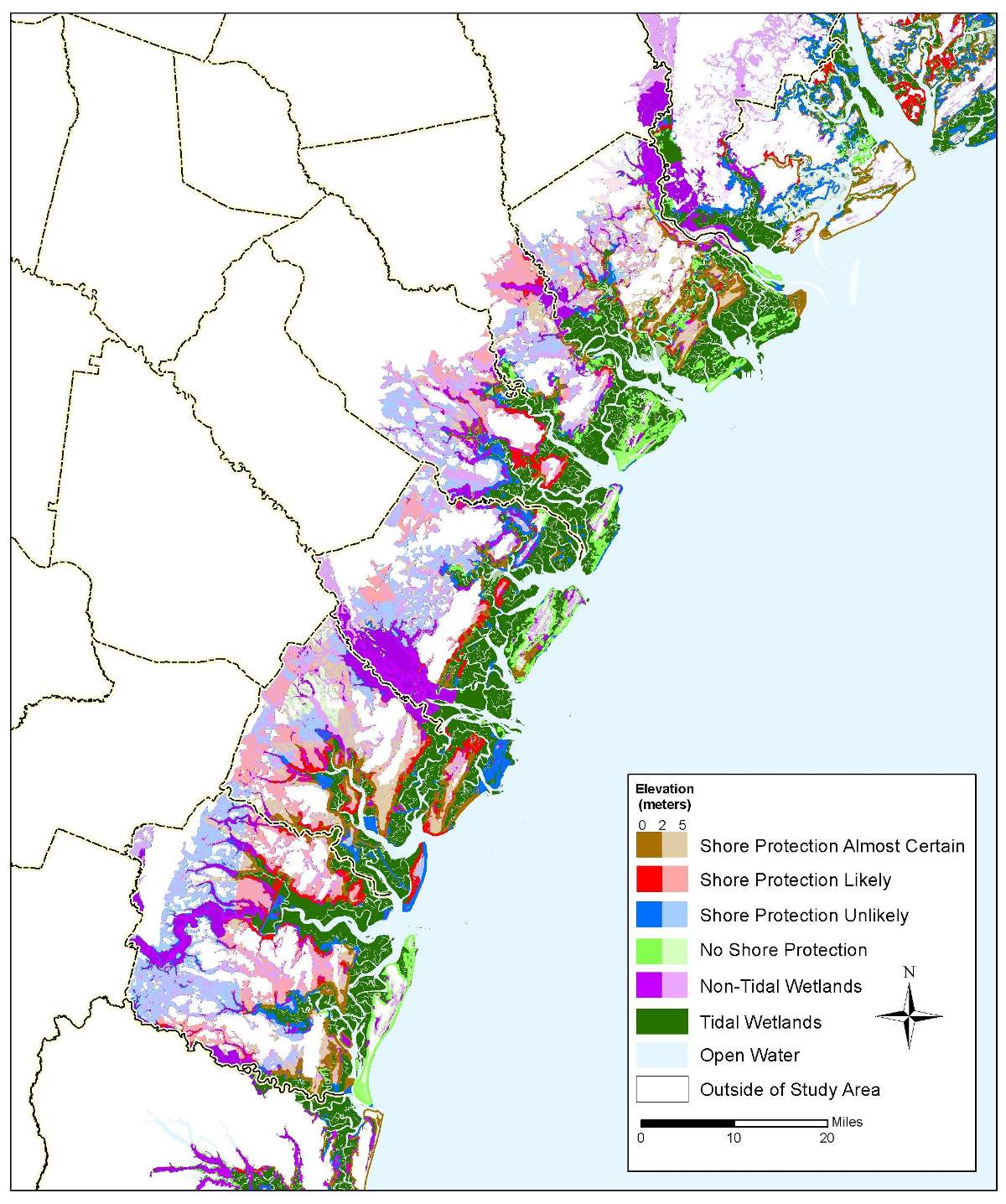 Georgia sea level rise planning map