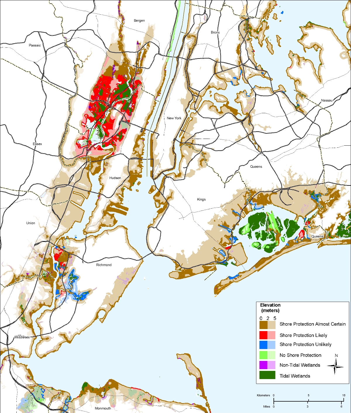 Greater New York City sea level rise planning map